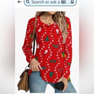 NWT Womens Oversized T Shirts Crewneck long sleeved Christmas